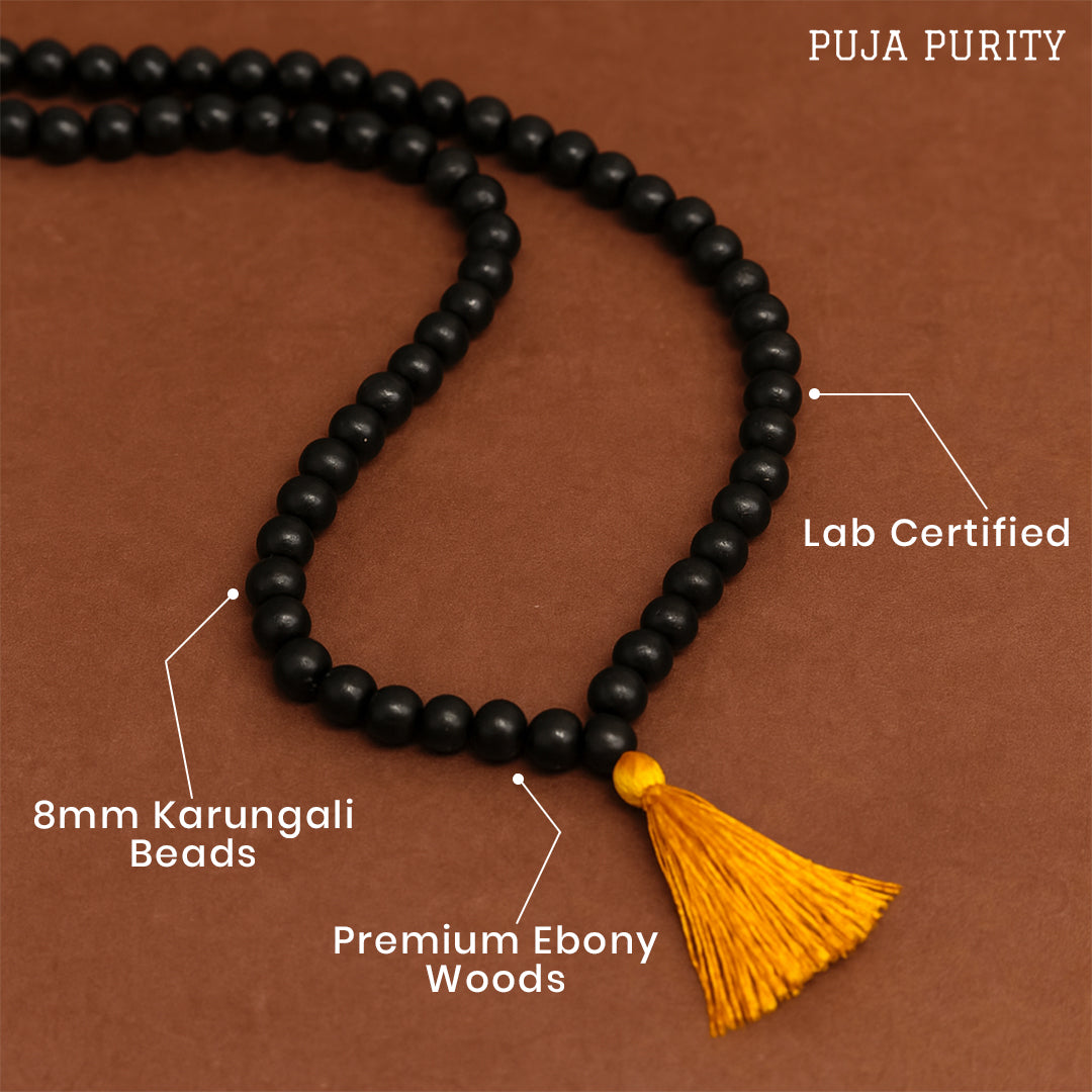 Original Karungali Malai Ebony Wood 108 Beads for Protection, Spiritual Power & Energy