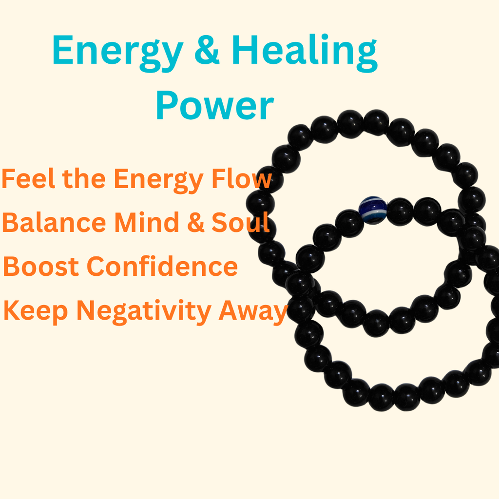 Evil Eye & Black Obsidian Protection Bracelet Combo – Attract Positivity, Block Negativity & Enhance Luck