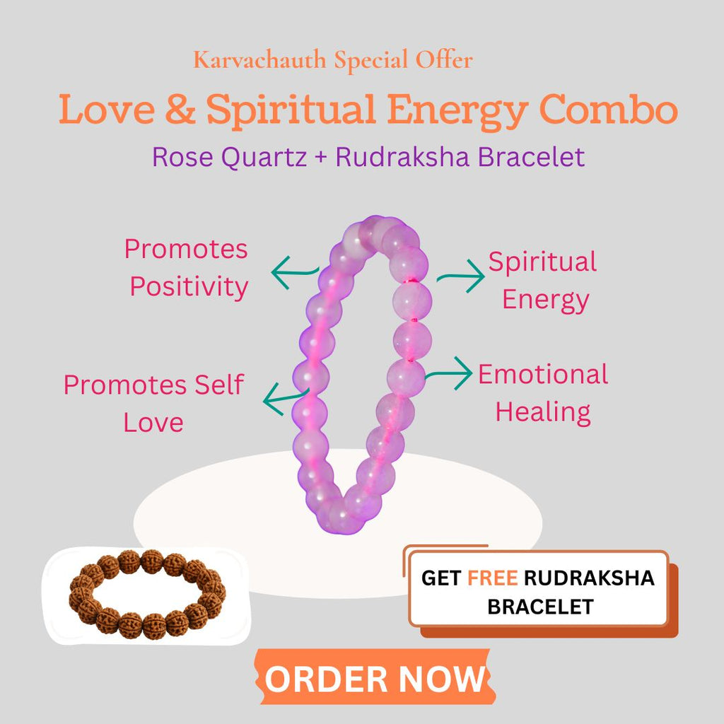 Rose Quartz Bracelet & 5 Mukhi Rudraksha Bracelet Combo