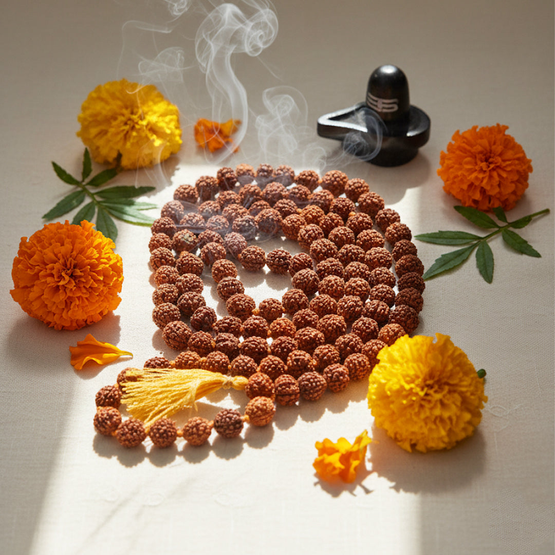 Rudraksha Beads Mala for Meditation, Spiritual Growth, Peace & Positive Energy