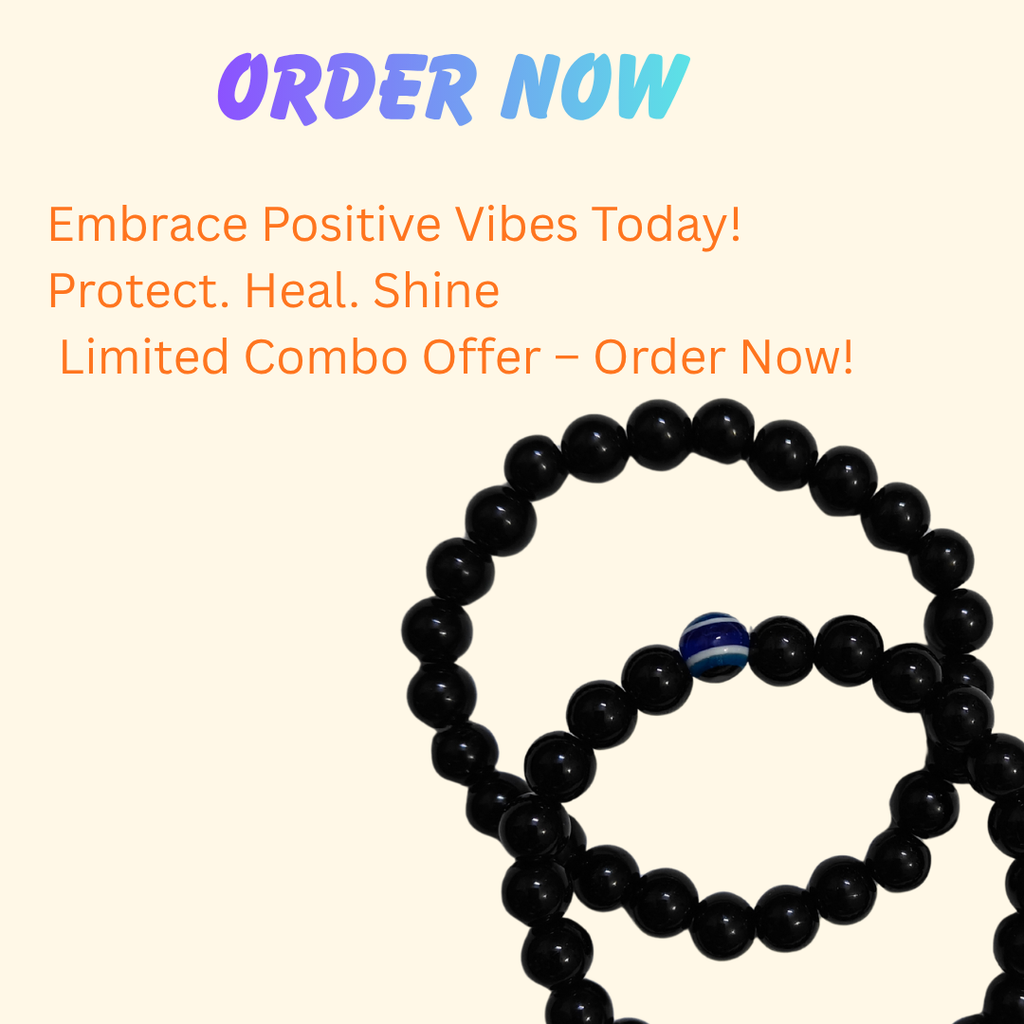 Evil Eye & Black Obsidian Protection Bracelet Combo – Attract Positivity, Block Negativity & Enhance Luck