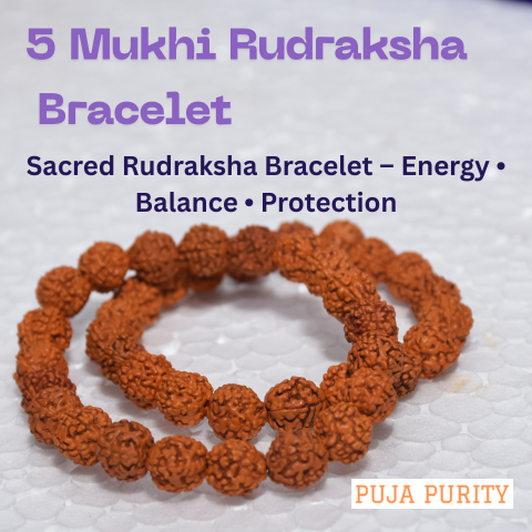 5 Mukhi Rudraksha Bracelet for Peace, Health, Spiritual Growth & Positive Energy