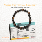 Triple Protection Healing Crystal Bracelet for Energy Shield, Balance & Inner Strength