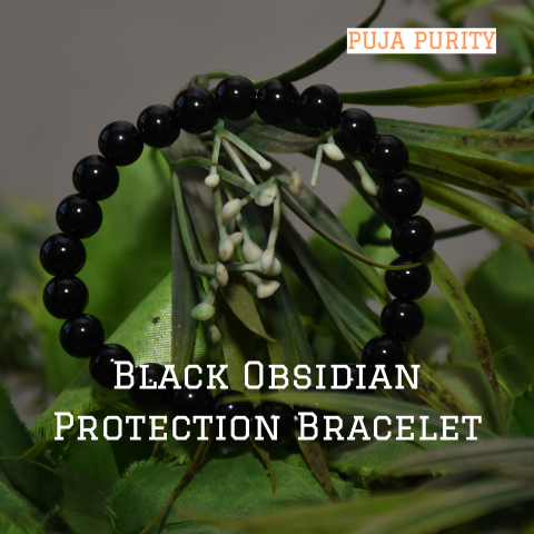 Black Obsidian Stone Bracelet for Protection, Negative Energy Shield & Inner Strength