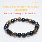 Triple Protection Healing Crystal Bracelet for Energy Shield, Balance & Inner Strength
