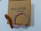 Rose Quartz & 5 Mukhi Rudraksha Bracelet Combo for Love, Peace & Spiritual Balance
