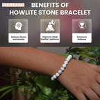 Natural Howlite Stone Bracelet for Calmness, Stress Relief & Positive Energy