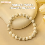 Natural Howlite Stone Bracelet for Calmness, Stress Relief & Positive Energy