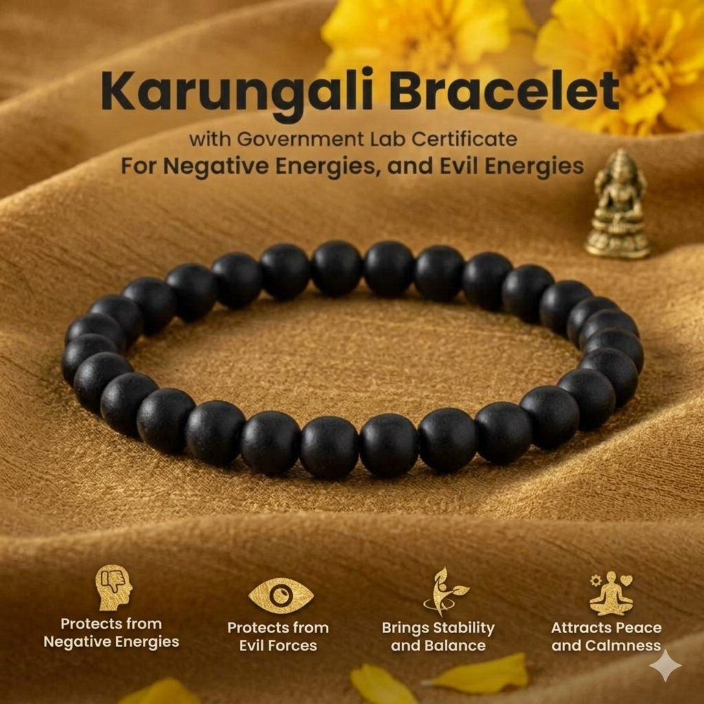 Karungali Malai & Bracelet Combo – Original Ebony Wood Spiritual Protection Set | Energized Karungali Mala with Bracelet