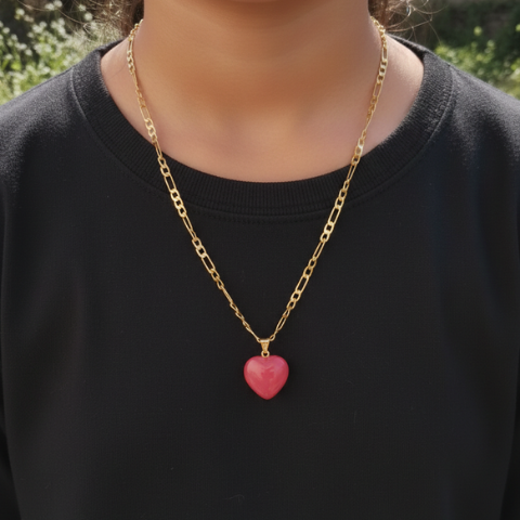 Red Jasper Gemstone Heart Pendant for Strength & Protection