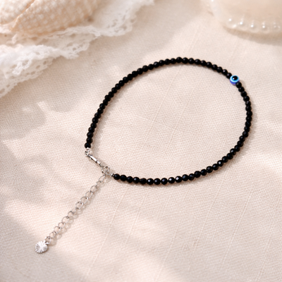 Black Obsidian Evil Eye Anklet for Women – Protection & Negative Energy Bracelet | Puja Purity