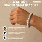 Natural Howlite Stone Bracelet for Calmness, Stress Relief & Positive Energy