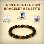 Triple Protection Healing Crystal Bracelet for Energy Shield, Balance & Inner Strength