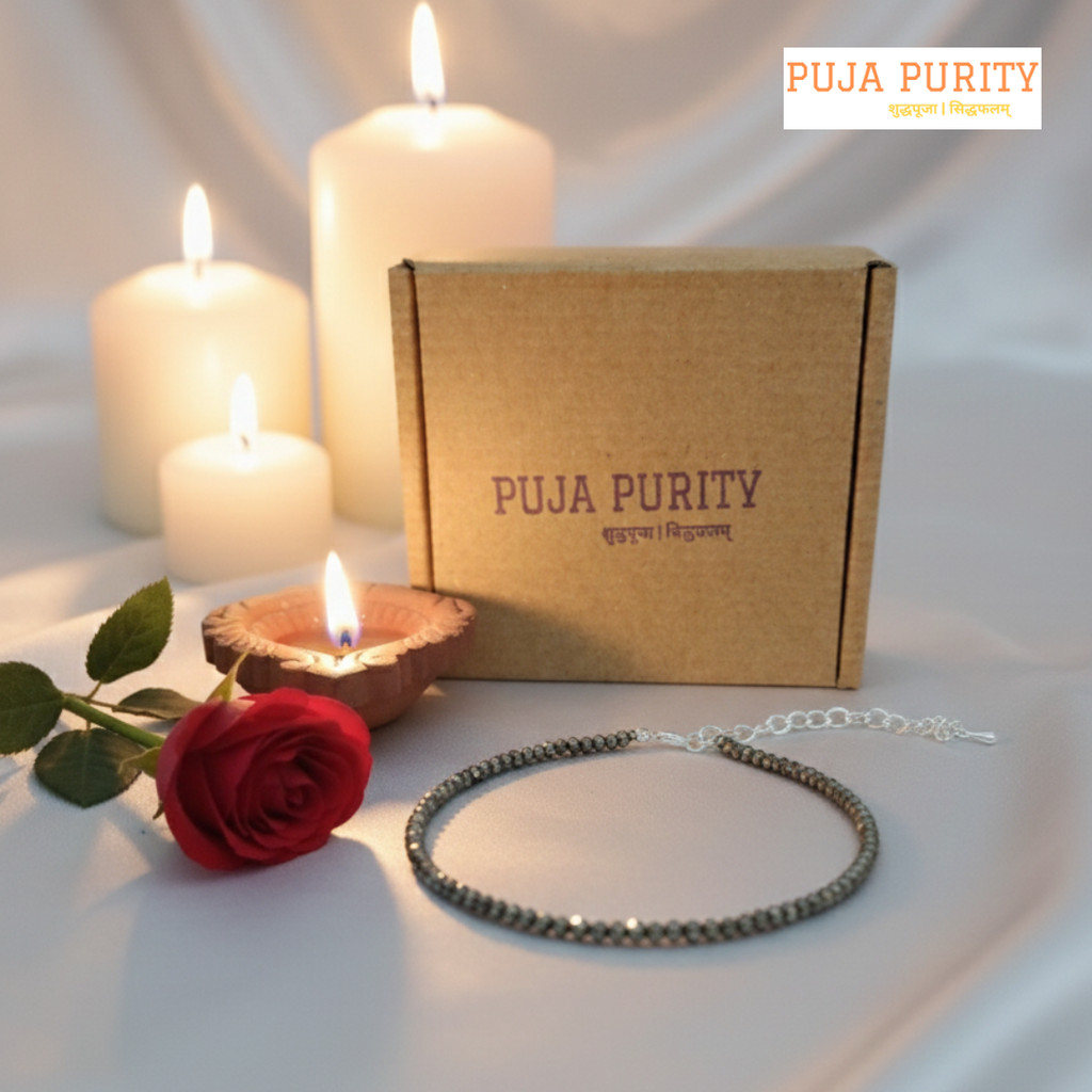 Natural Pyrite Anklet for Women for Wealth, Good Luck, Prosperity & Positive Energy