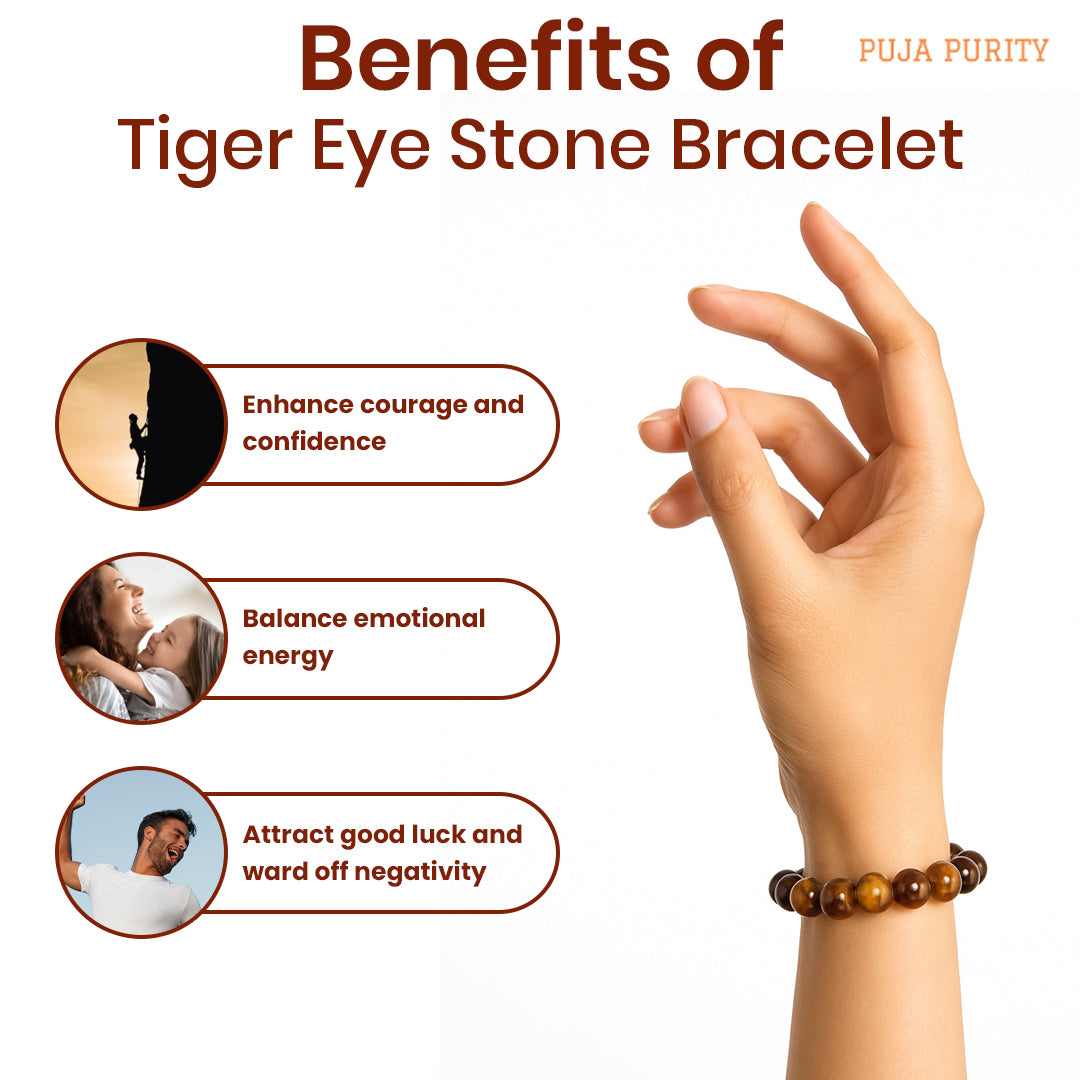 Premium Tiger Eye Stone Bracelet for Protection, Confidence & Positive Energy Aura