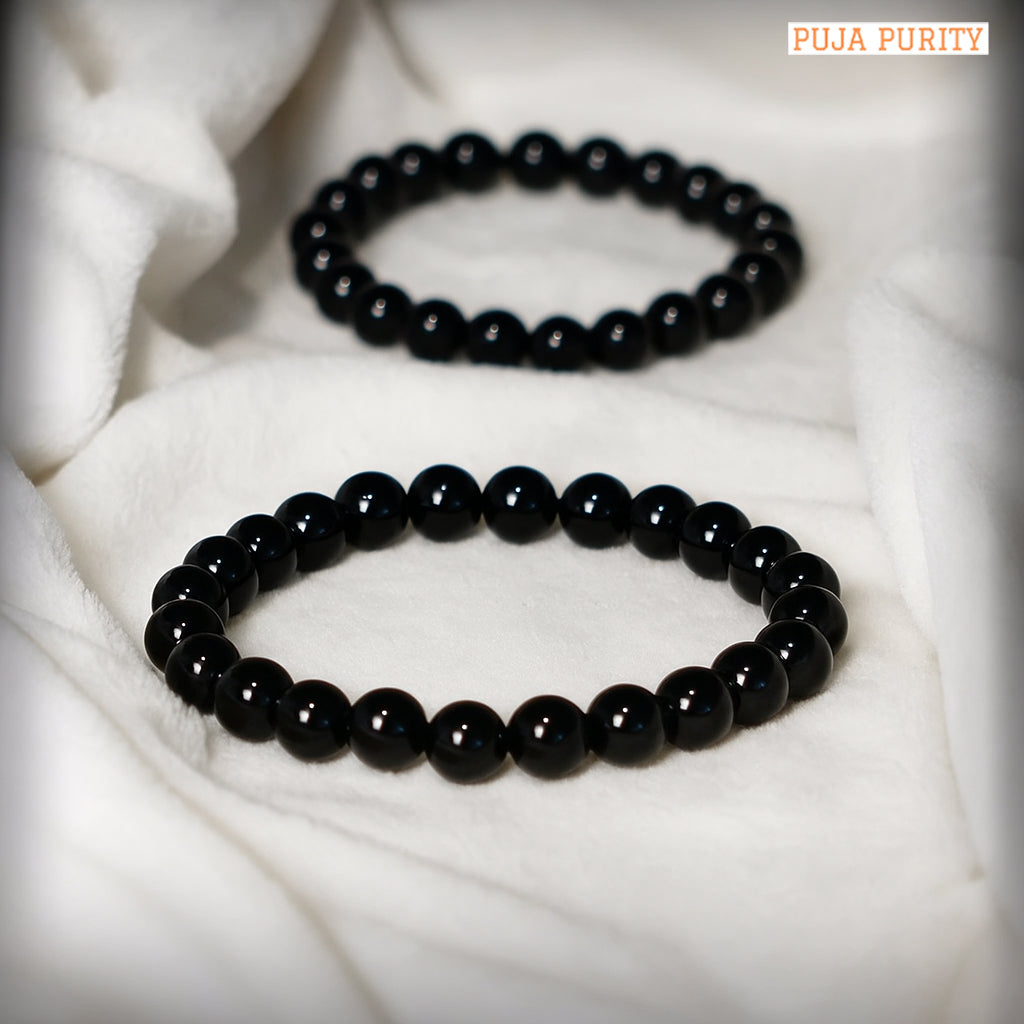 Black Obsidian Stone Bracelet for Protection, Negative Energy Shield & Inner Strength
