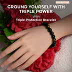 Triple Protection Healing Crystal Bracelet for Energy Shield, Balance & Inner Strength