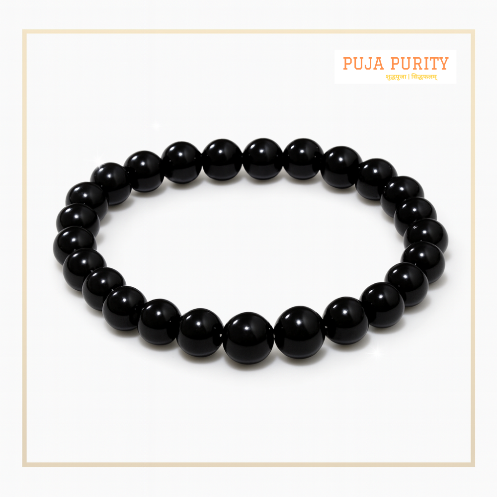 Black Obsidian Stone Bracelet for Protection, Negative Energy Shield & Inner Strength